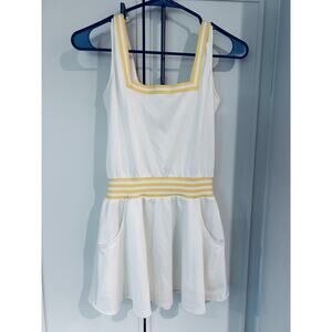 VTG Loomtogs Tennis Whites Dress‎ Womens Small White Yellow Mini Pickleball 60s